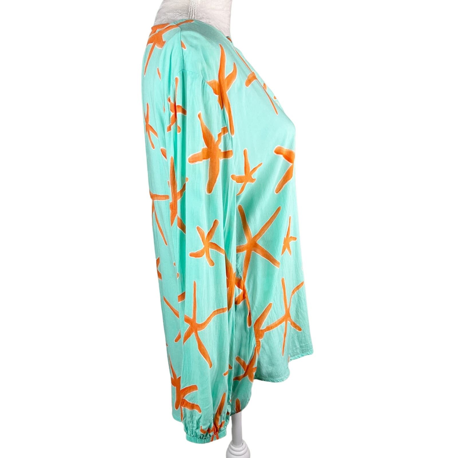 Other Haley and the Hound Starfish Button Down Blouse L Mint Coral Size L / US 10 / IT 46 - 9 Thumbnail