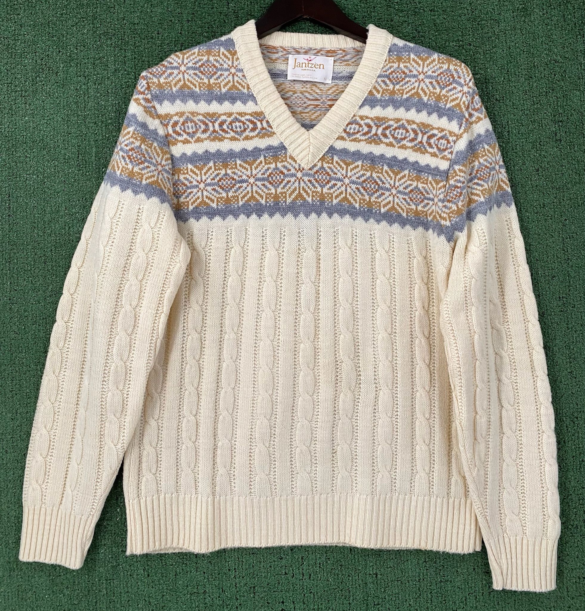Jantzen 80’s Jantzen Fair Isle Wool Blend V-Neck Sweater Medium Size US M / EU 48-50 / 2 - 1 Thumbnail