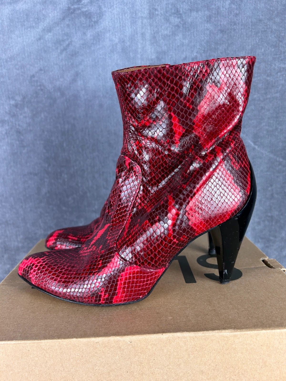 Designer × Faith Connexion Faith snake skin heels red with zip Size US 8 / IT 38 - 2 Thumbnail