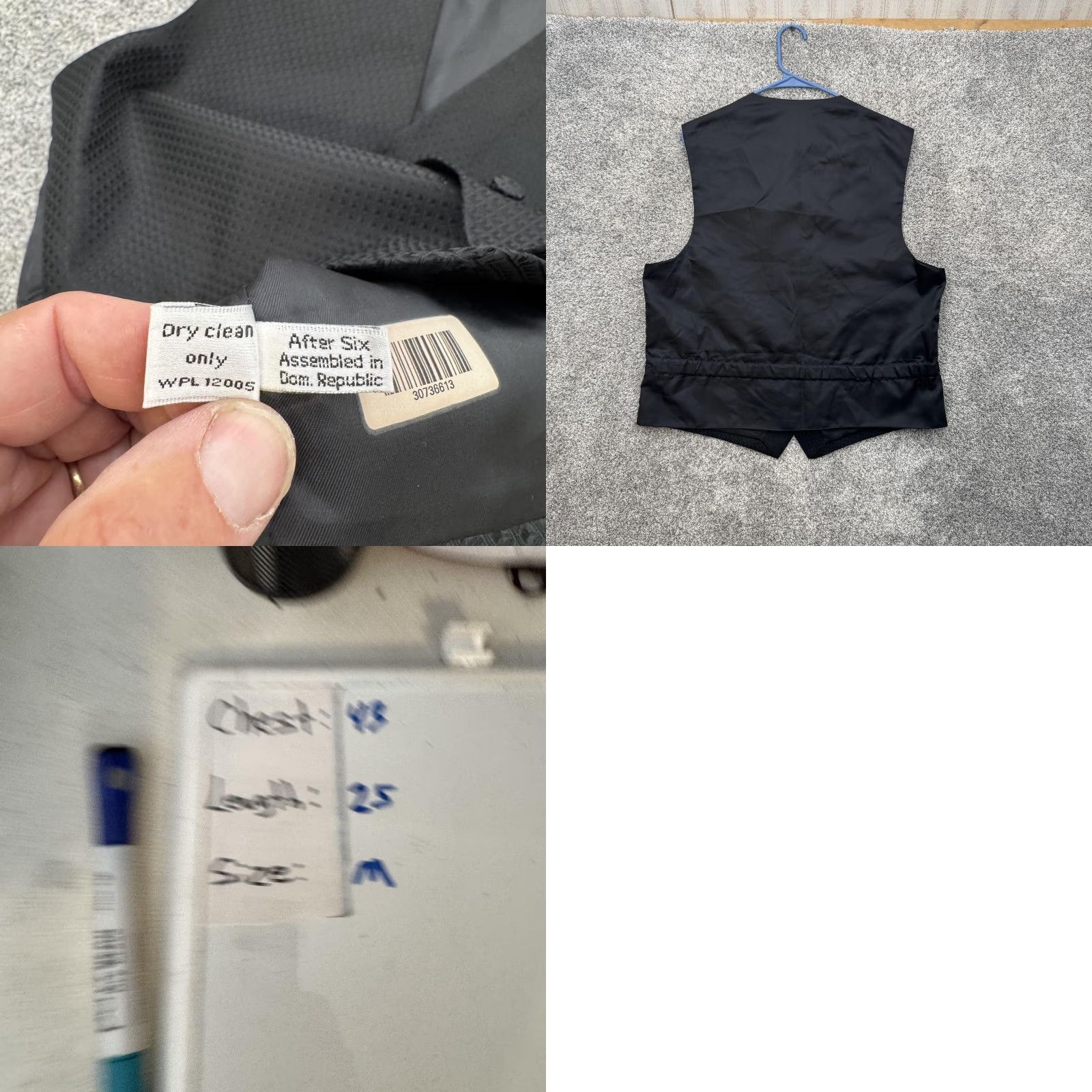 After Six After Six Vest Mens Medium Black Formal Tuxedo Wedding Adjustable Classic Suit Prom Size 40R - 8 Thumbnail