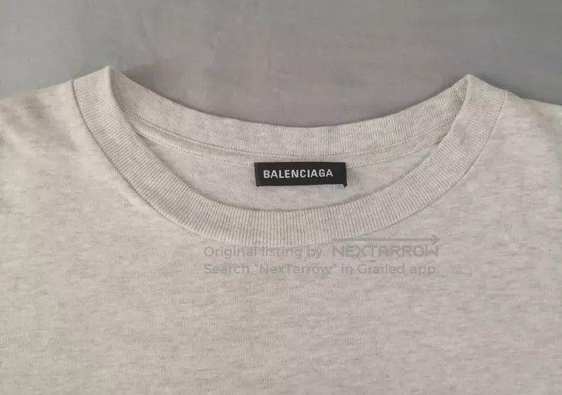 Balenciaga Balenciaga Short Sleeve T-Shirt, Grey Buckle Letter Logo, Size US XXS / EU 40 - 3 Thumbnail