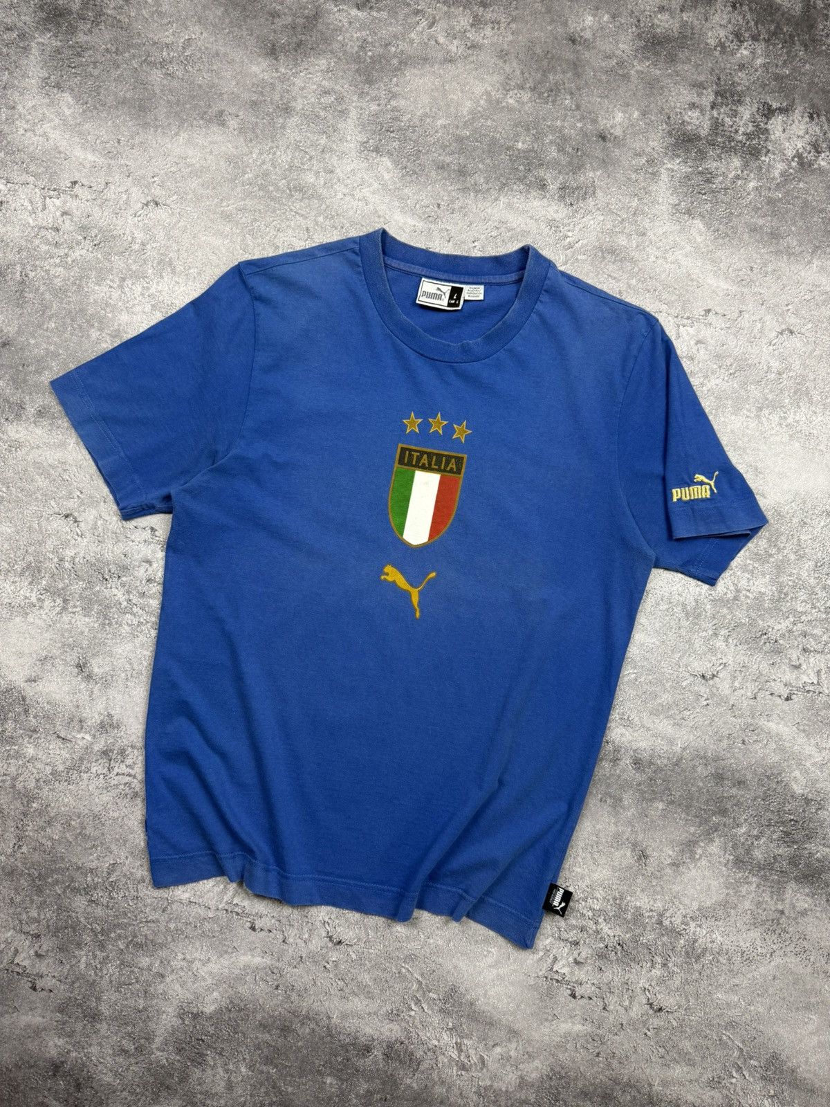 Puma Vintage Puma Italy Soccer Jersey T-Shirt Blue Blokecore Rare Size US L / EU 52-54 / 3 - 2 Thumbnail