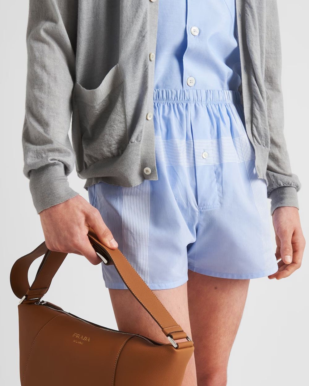 Prada o1bcso1str1025 Cotton Boxer Shorts in Blue/White Size US 32 / EU 48 - 3 Thumbnail