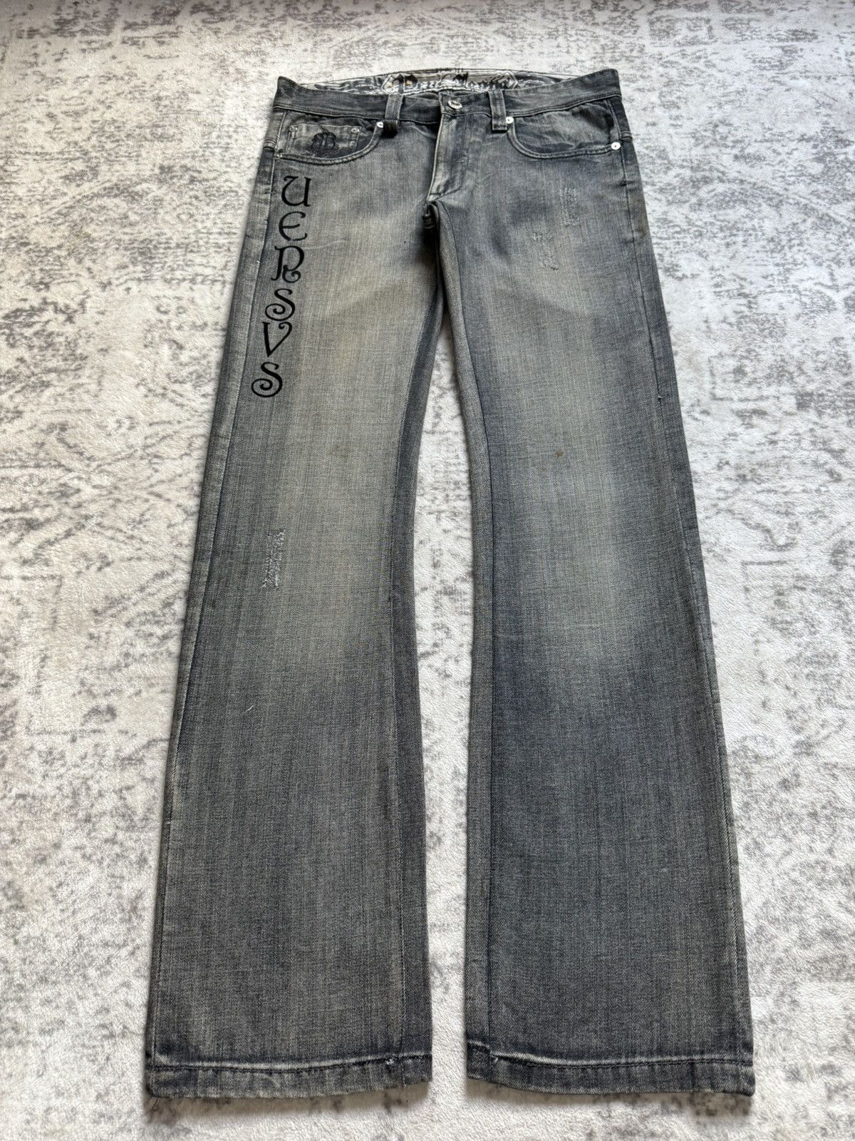Affliction ✝️ Vintage Pepe Jeans Gothic Studded Cross Denim CH Style Size US 32 / EU 48 - 2 Thumbnail