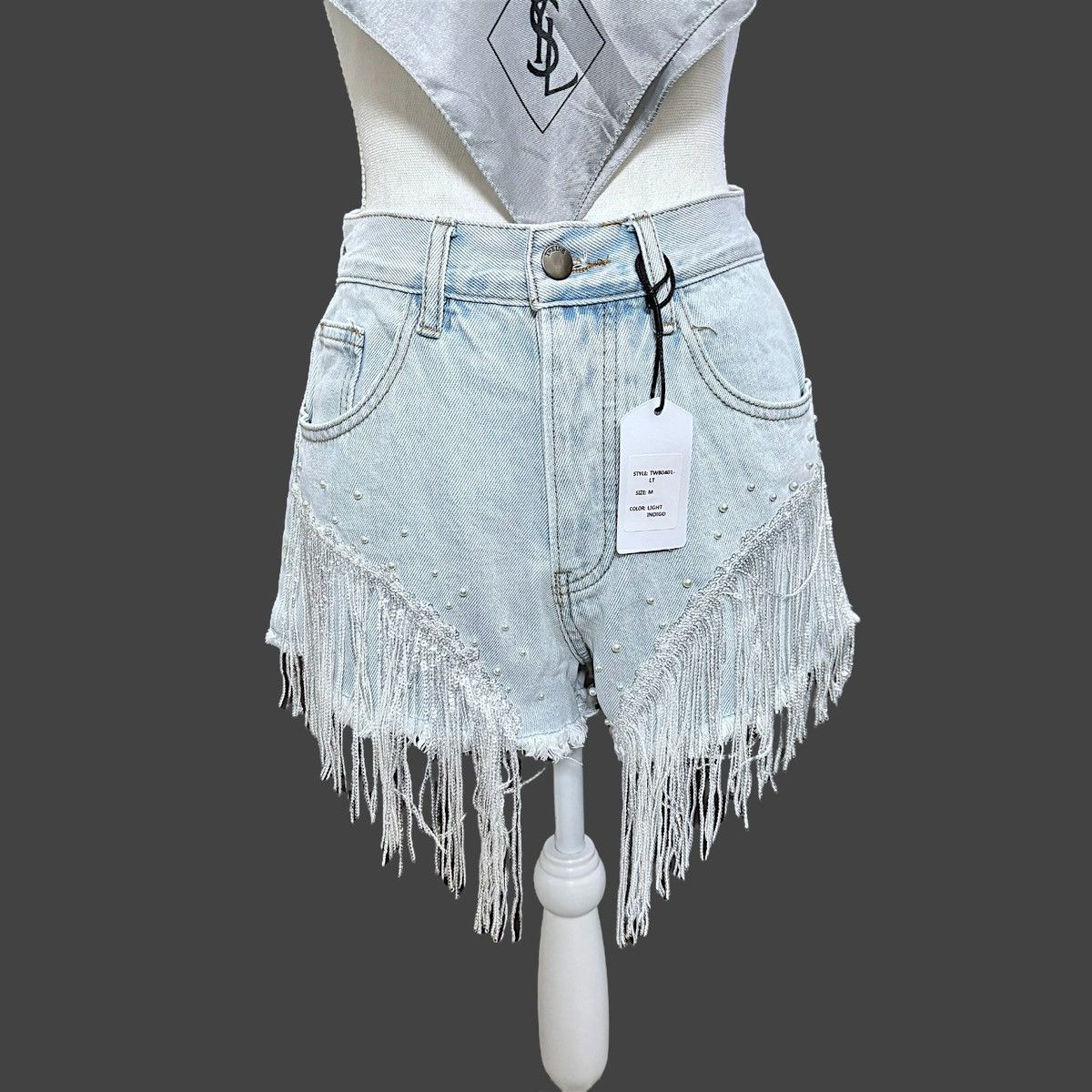Other On Twelfth Women’s Light Indigo Sequin Denim Shorts Sz S Size 25" / US 0 / IT 36 - 5 Thumbnail