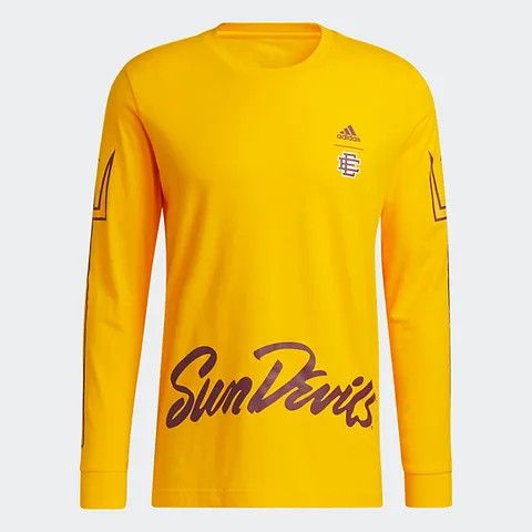 Adidas ERIC EMANUEL x ASU MIDNIGHT MADNESS GRAPHIC TEE in GOLD (L) Size US L / EU 52-54 / 3 - 2 Thumbnail