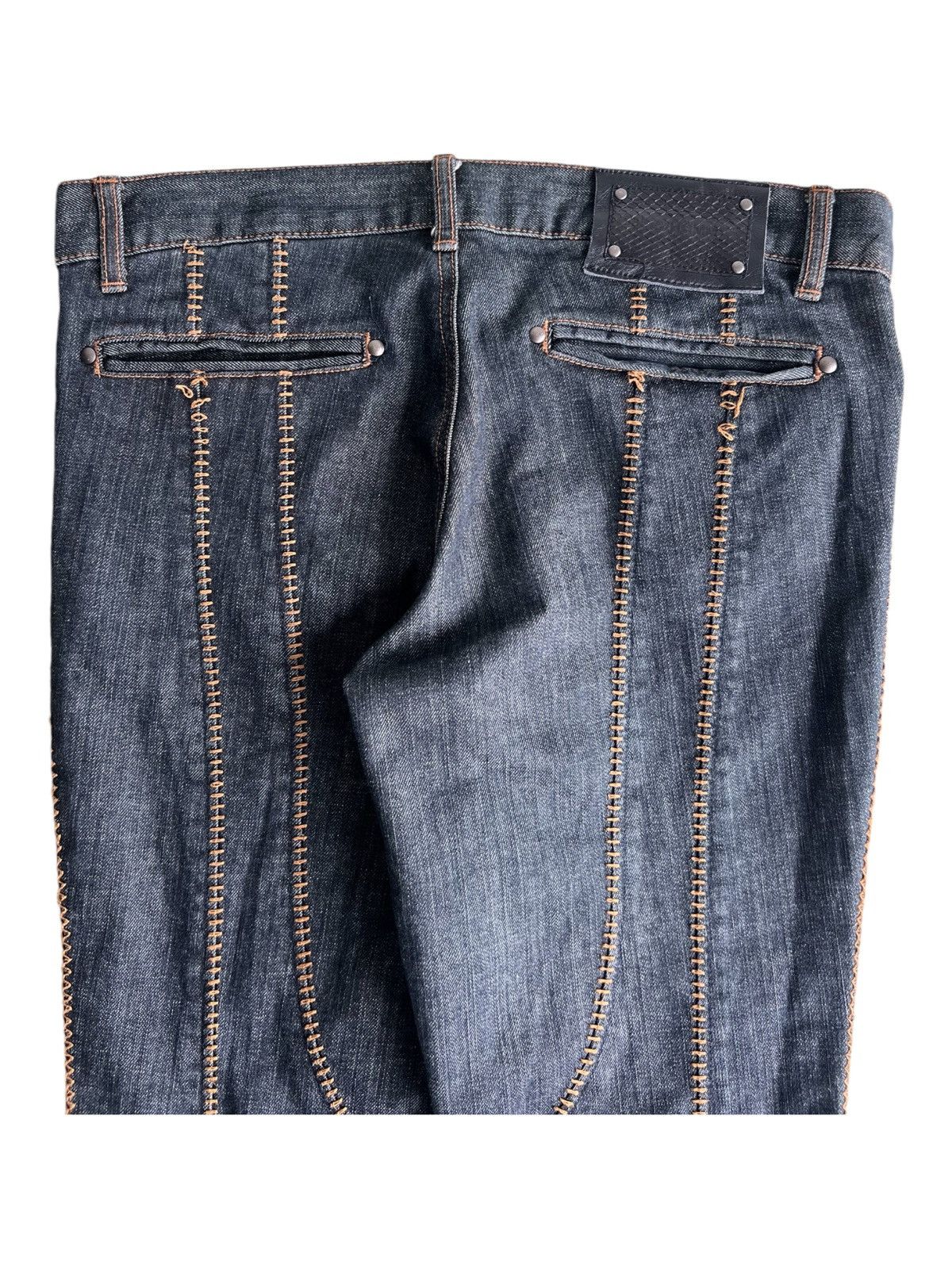 5351 POUR LES HOMMES Y2K 5351 Pour Les Hommes Big Flare Hem Stitching Denim Jeans Size US 34 / EU 50 - 5 Thumbnail