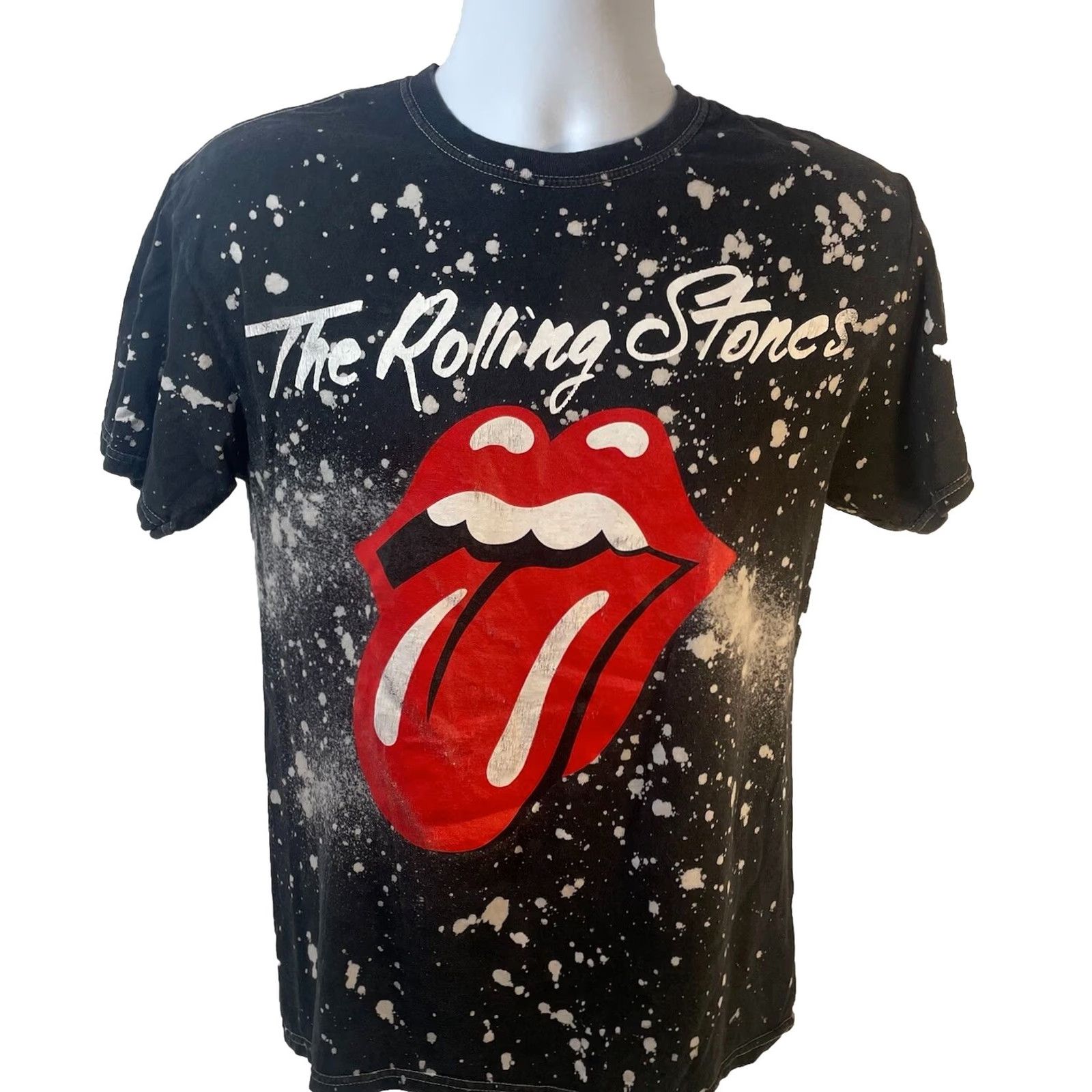 Vintage The Rolling Stones Shirt Men Medium Black White Paint Splatter Tongue Graphic Size US M / EU 48-50 / 2 - 2 Thumbnail