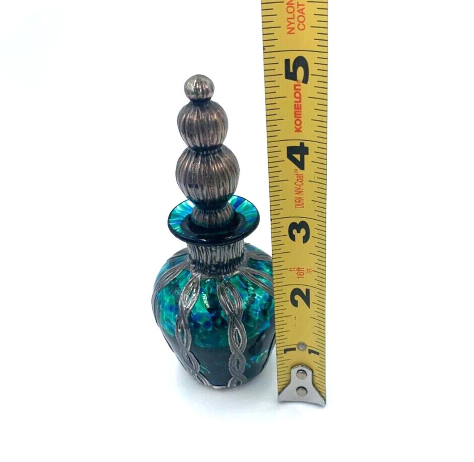 Other Sileda Wales Silver Overlaid Art Glass Green Perfume Bottle Size ONE SIZE - 6 Thumbnail