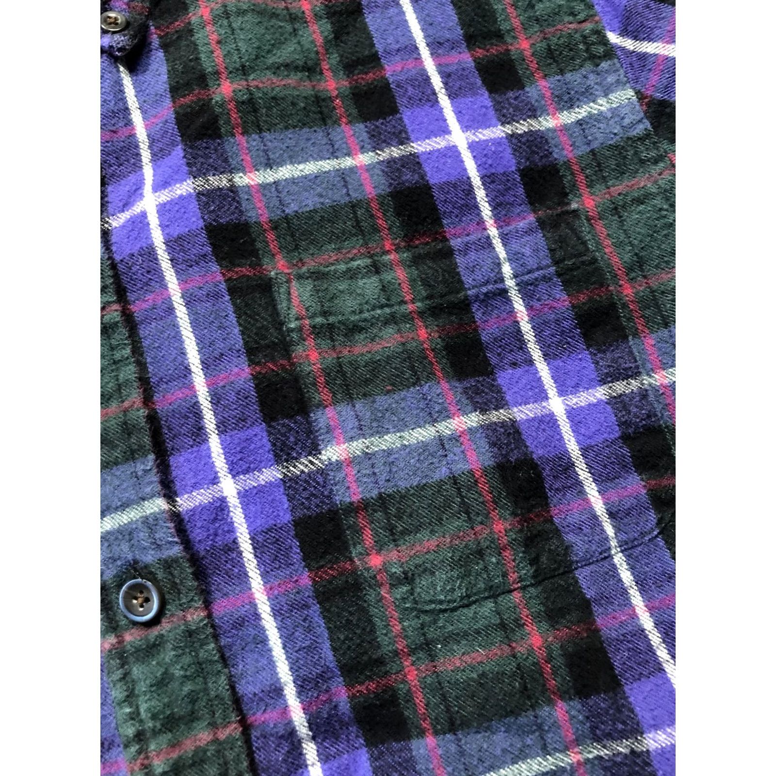 Vintage L.L.Bean Shirt Womens Petite Large Green Plaid Flannel Button Front Long Sleeve Size L / US 10 / IT 46 - 6 Thumbnail