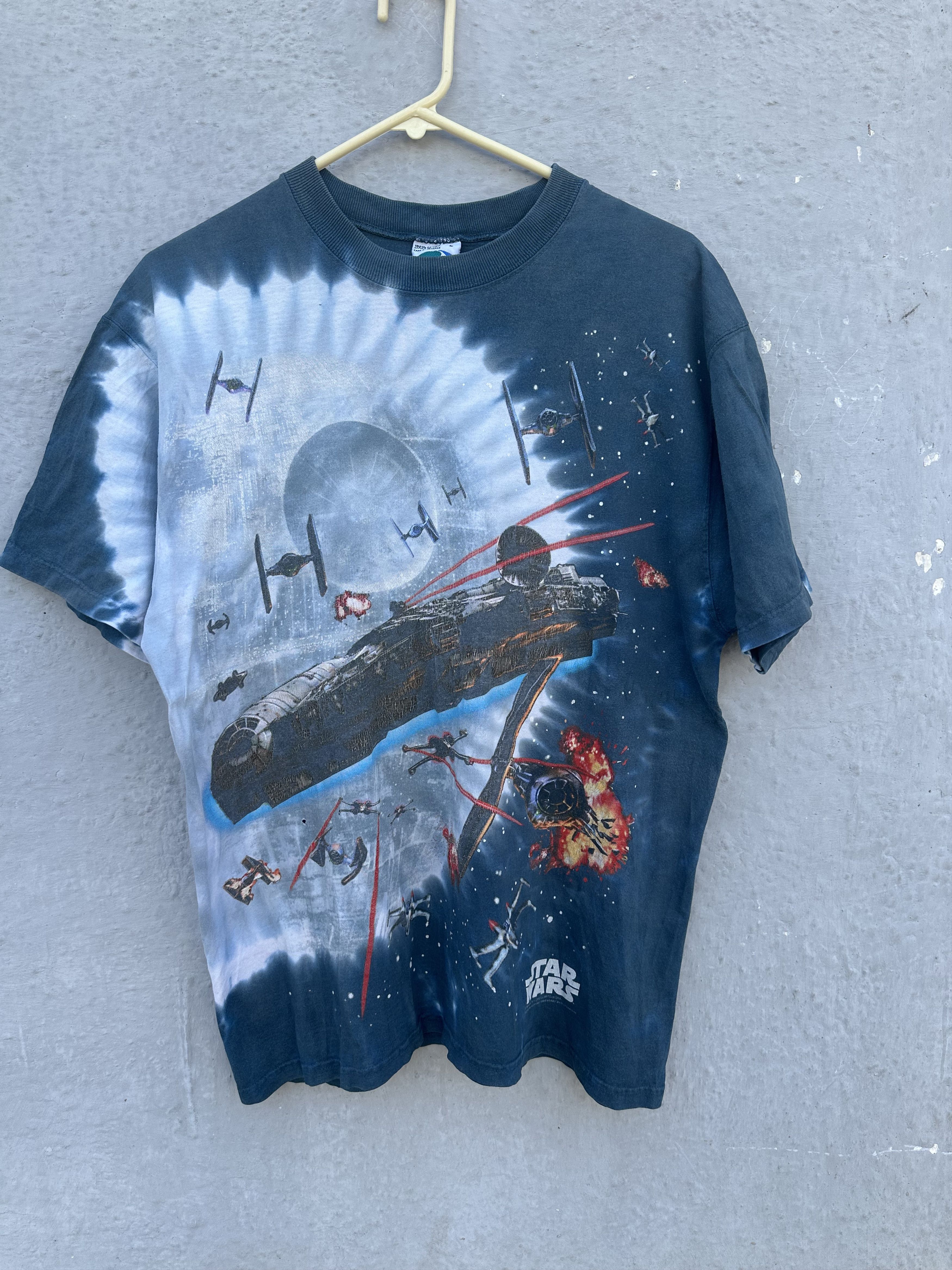 Star Wars 🔥 Vintage 1997 Liquid Blue Star Wars All Over Print Tee Size US L / EU 52-54 / 3 - 1 Thumbnail