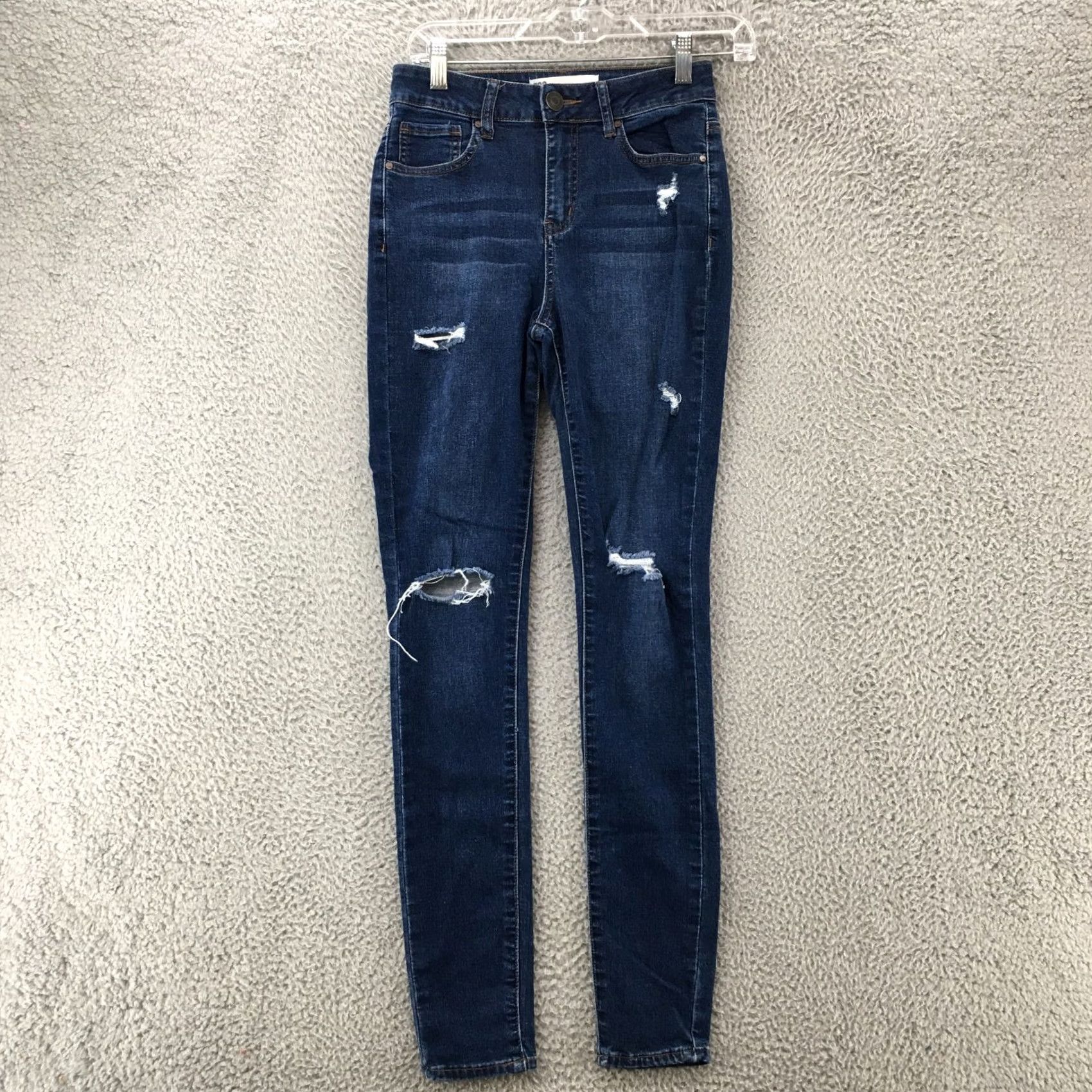 Rsq RSQ Jeans Manhattan High Rise Skinny Jeans Womens 3 Blue Dark Wash Denim Distressed Size 26" / US 2 / IT 38 - 2 Thumbnail