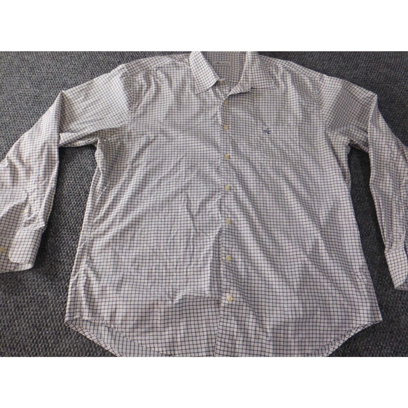 Peter Millar Peter Millar Shirt Mens XL White Plaid Button-Up Long Sleeve Slim Stretch Classic Collared Knit Nylon Spandex Button Down Boys Girls? Size US XL / EU 56 / 4 - 3 Thumbnail