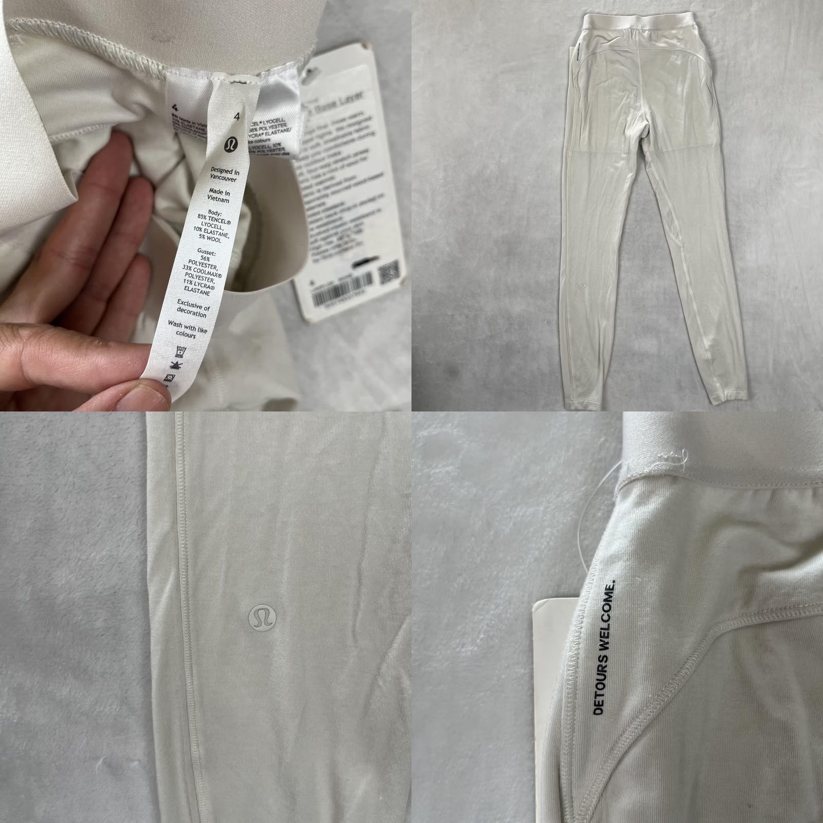Lululemon Lululemon Womens 4 White High-Rise Base Layer Tight 28" Thermal Hiking Pants Size 27" / US 4 / IT 40 - 8 Thumbnail