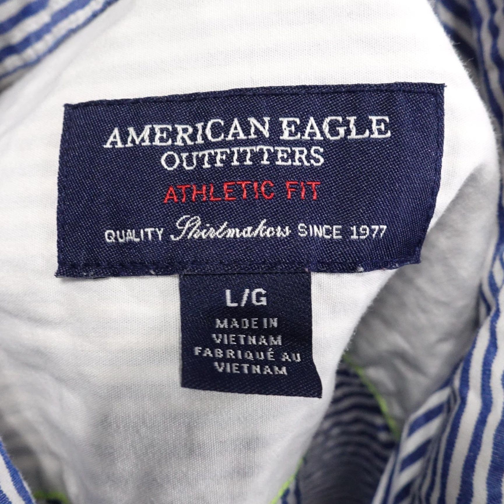 American Eagle Outfitters American Eagle Shirt Mens Large Blue Stripe Long Sleeve Button Down Athletic Fit Size US L / EU 52-54 / 3 - 7 Thumbnail