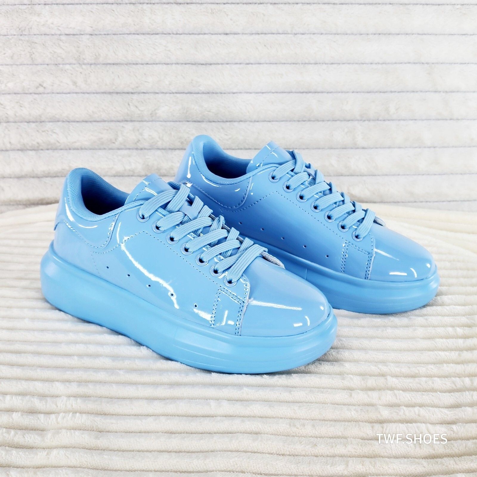 Other Cush Baby 3 Patent Baby Blue Comfy Sneakers Tennis Shoes (US Size US 6 / IT 36 - 3 Thumbnail