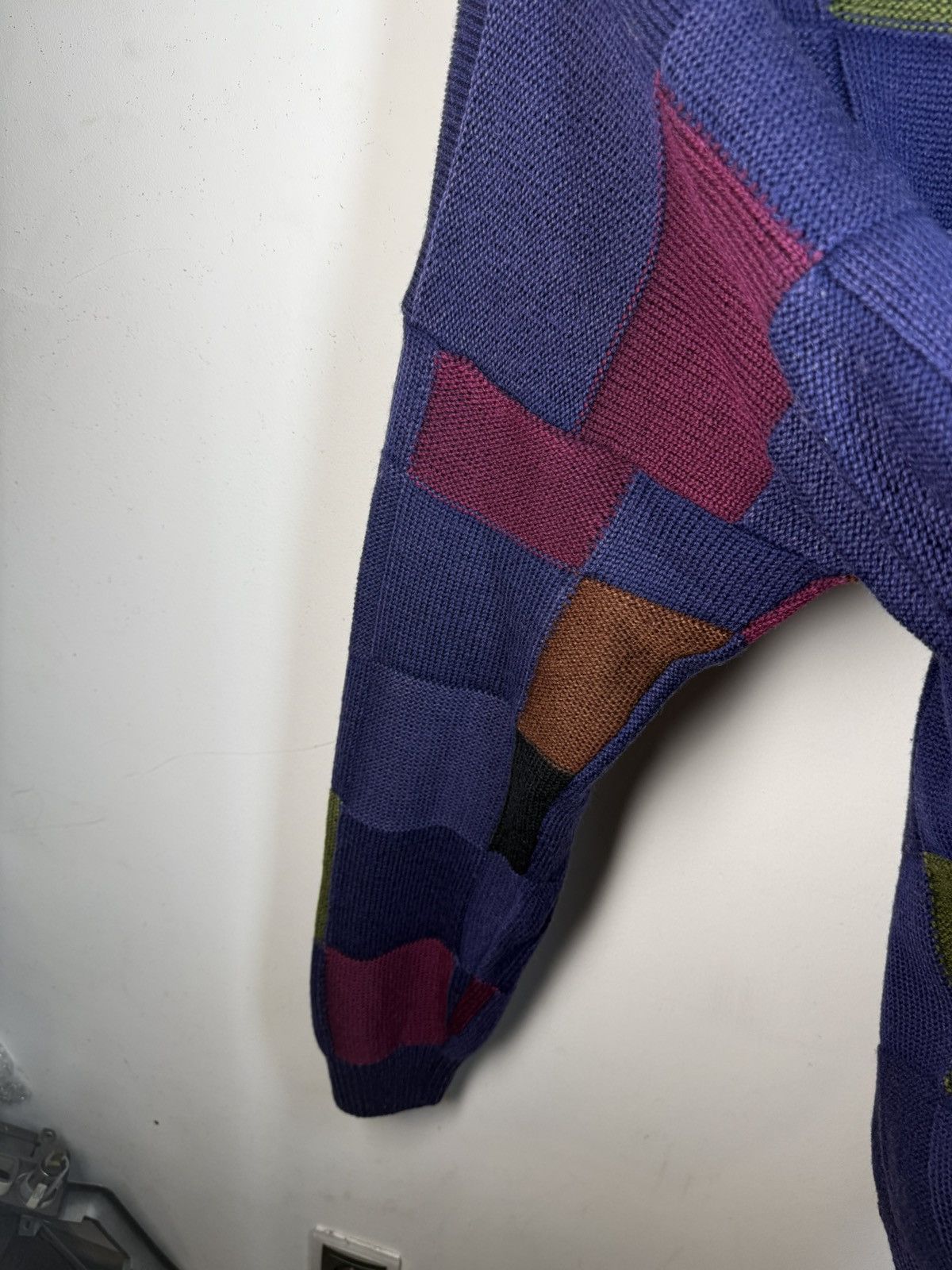 Yves Saint Laurent 🇮🇹 90s Wool YSL Sweater Knit Patchwork Saint Laurent Paris Size US L / EU 52-54 / 3 - 16 Thumbnail