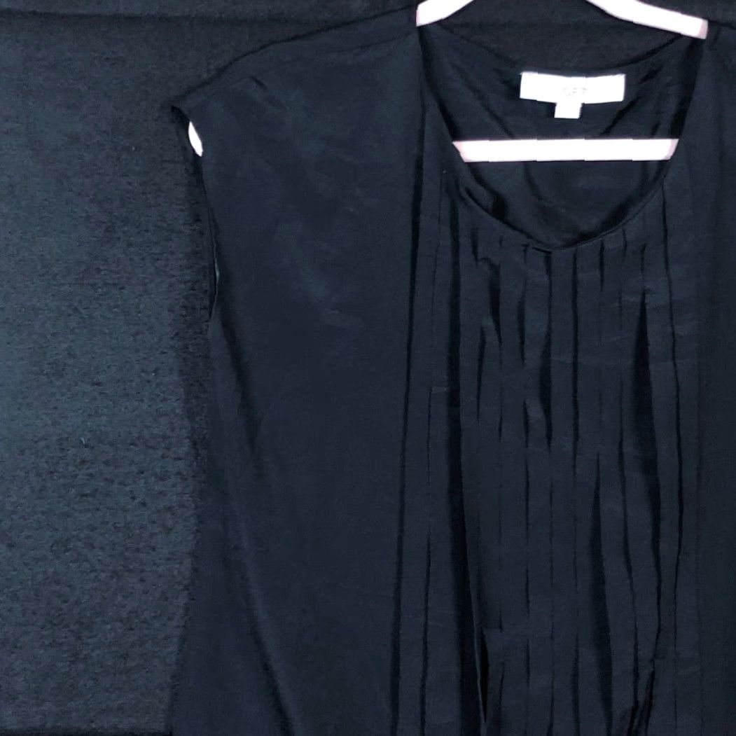 Loft LOFT Ann Taylor Womens Blouse Black Short Sleeve Round Neck Small Size S / US 4 / IT 40 - 4 Thumbnail