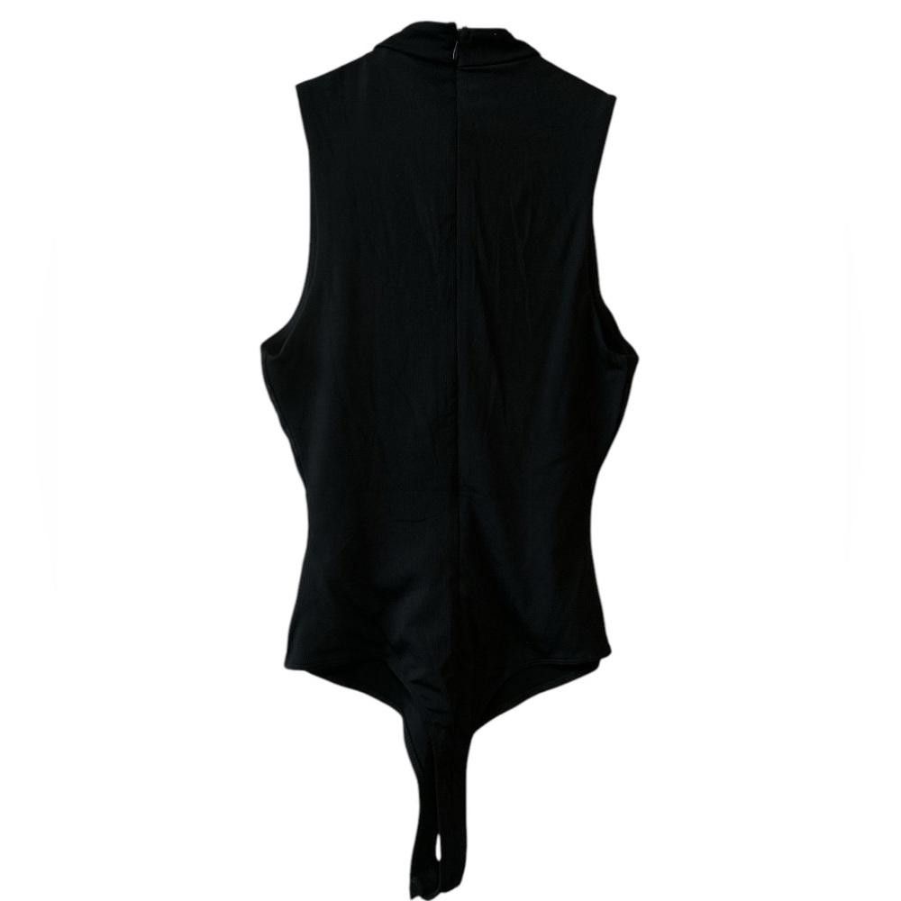 Forever 21 BNWT Forever 21 Black Ribbed Lace-Up Bodysuit Size S / US 4 / IT 40 - 3 Thumbnail