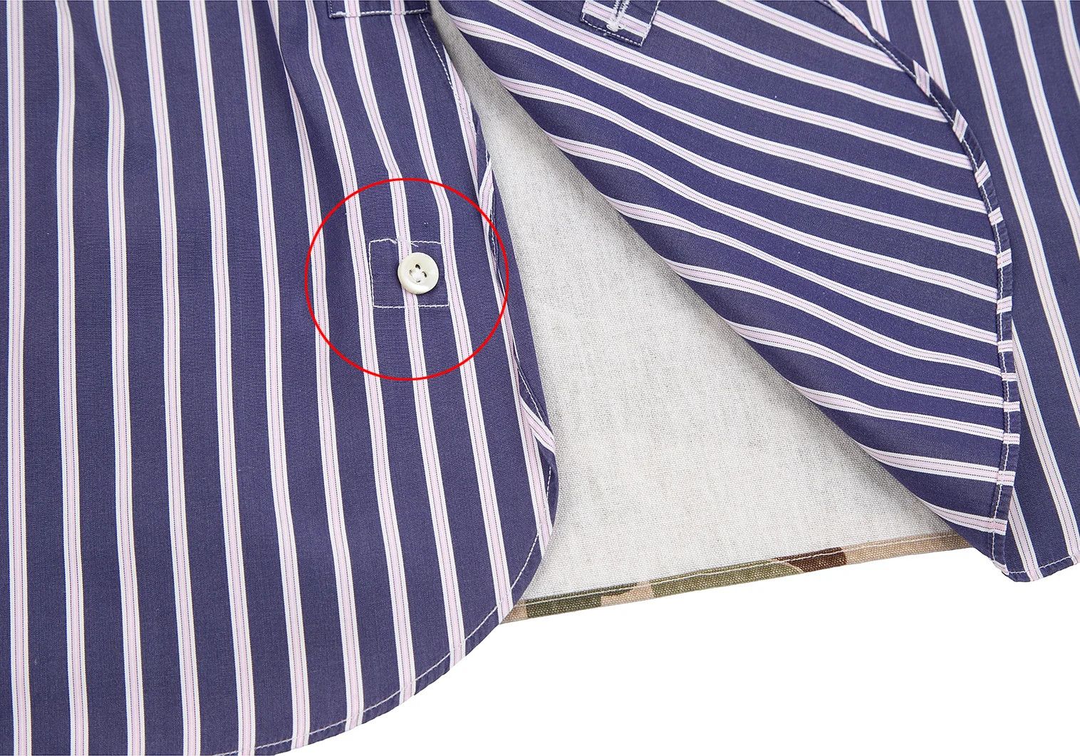 Junya Watanabe Duck Camouflage Panel Stripe Shirt in Navy Khaki M Size US M / EU 48-50 / 2 - 9 Thumbnail