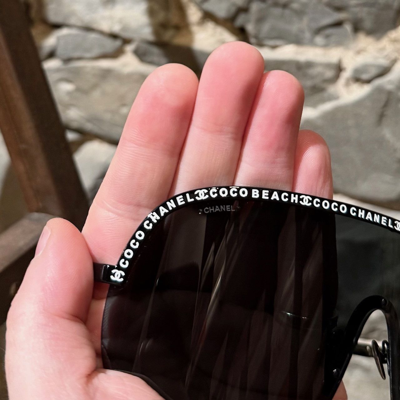 Chanel Chanel 2023 Coco Beach Black Shield Logo Sunglasses Size ONE SIZE - 7 Thumbnail