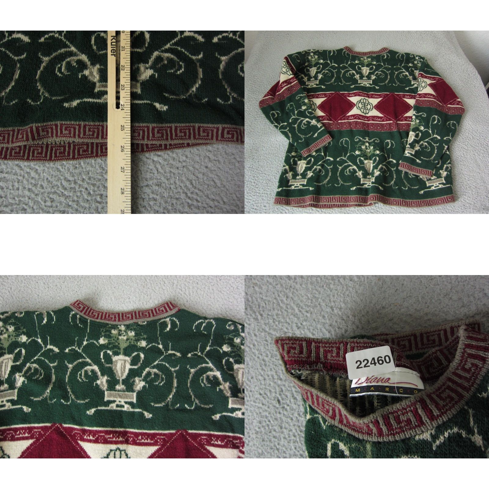 Vintage VINTAGE Diana Marco Sweater Womens L Green Paisley 90s Fair Isle Pullover Knit Long Sleeve Casual Womens Size L / US 10 / IT 46 - 8 Thumbnail