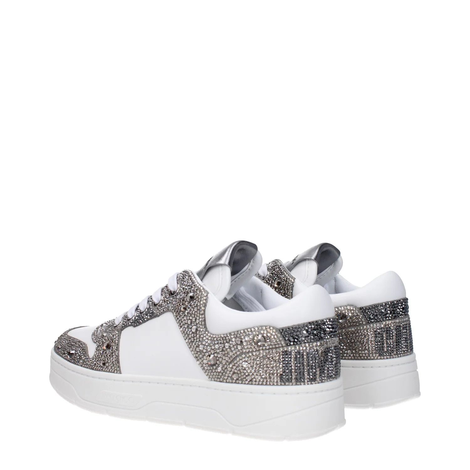 Jimmy Choo ob1o1e1124 Leather Sneakers in White Silver Size US 5 / IT 35 - 3 Thumbnail