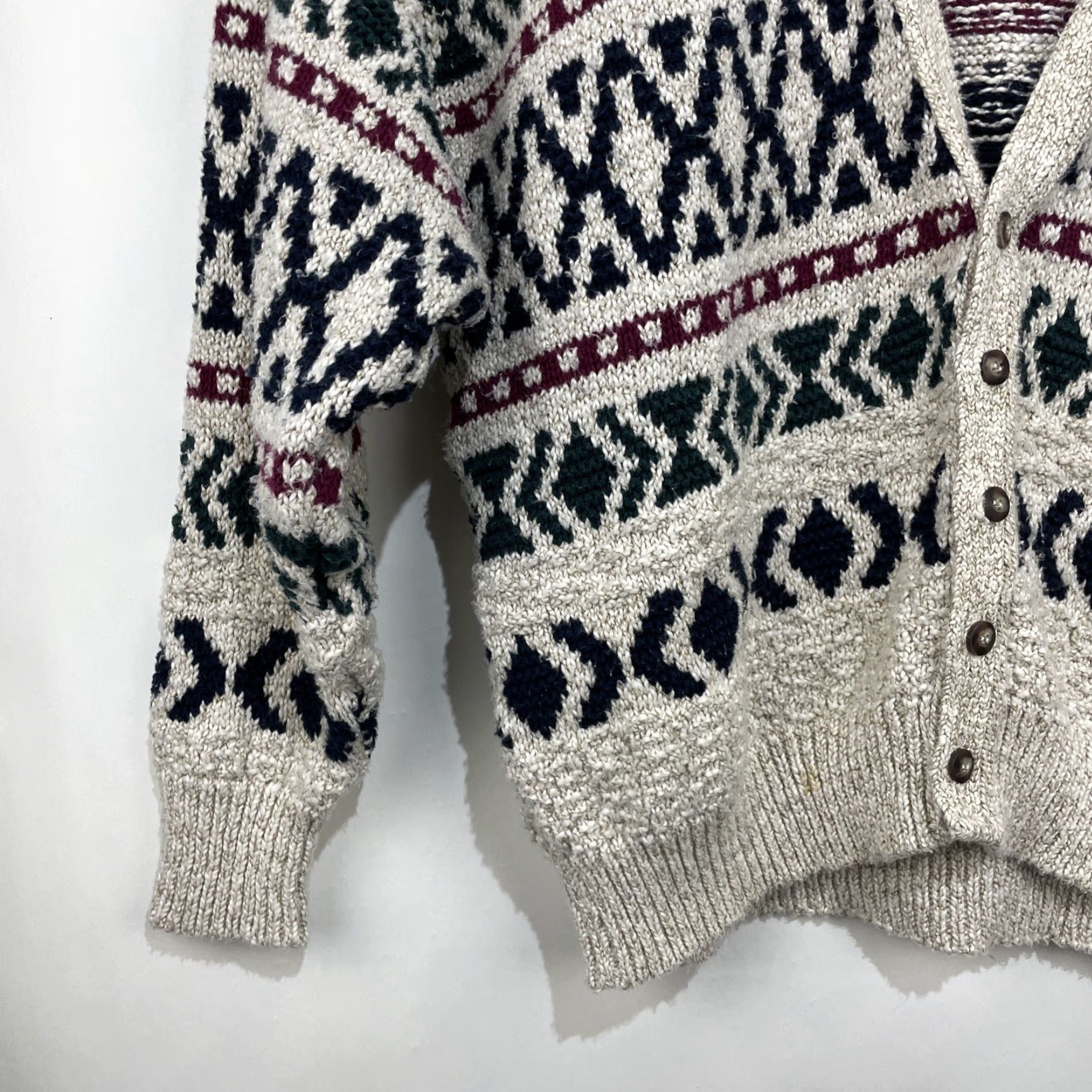 Harmony VINTAGE Lake Harmony Cardigan Sweater Men XL Knit Open Geometric USA 80s-90s Size US XL / EU 56 / 4 - 7 Thumbnail