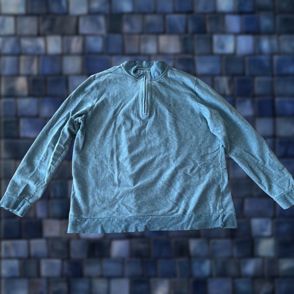 Vintage Criquet 1/4 Zip Pullover Sweater Mens 2XL Turquoise Blue Cotton Logo Preppy Golf Shirt Size US XXL / EU 58 / 5 - 1 Thumbnail