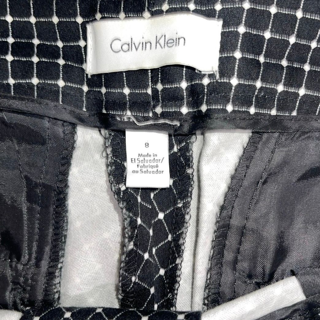 Calvin Klein Women Trousers Pants Geometric Slim Leg SZ 8 Career Office Size 30" / US 8 / IT 44 - 3 Thumbnail