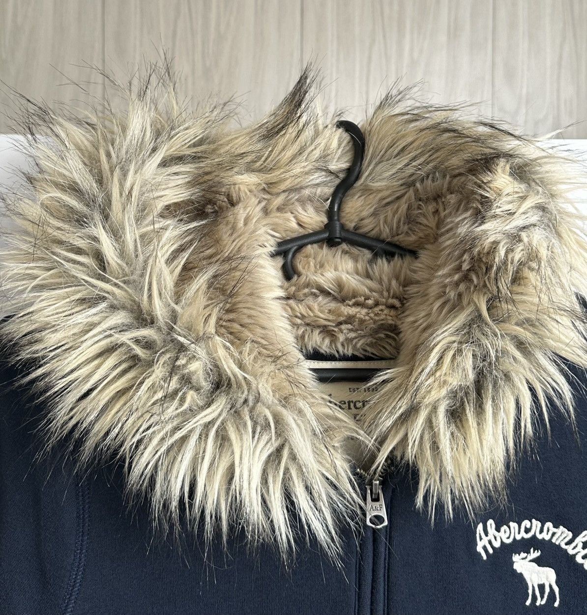 Abercrombie & Fitch Vintage Abercrombie & Fitch Faux Fur Lined Hoodie Blue Y2K Size L / US 10 / IT 46 - 3 Thumbnail