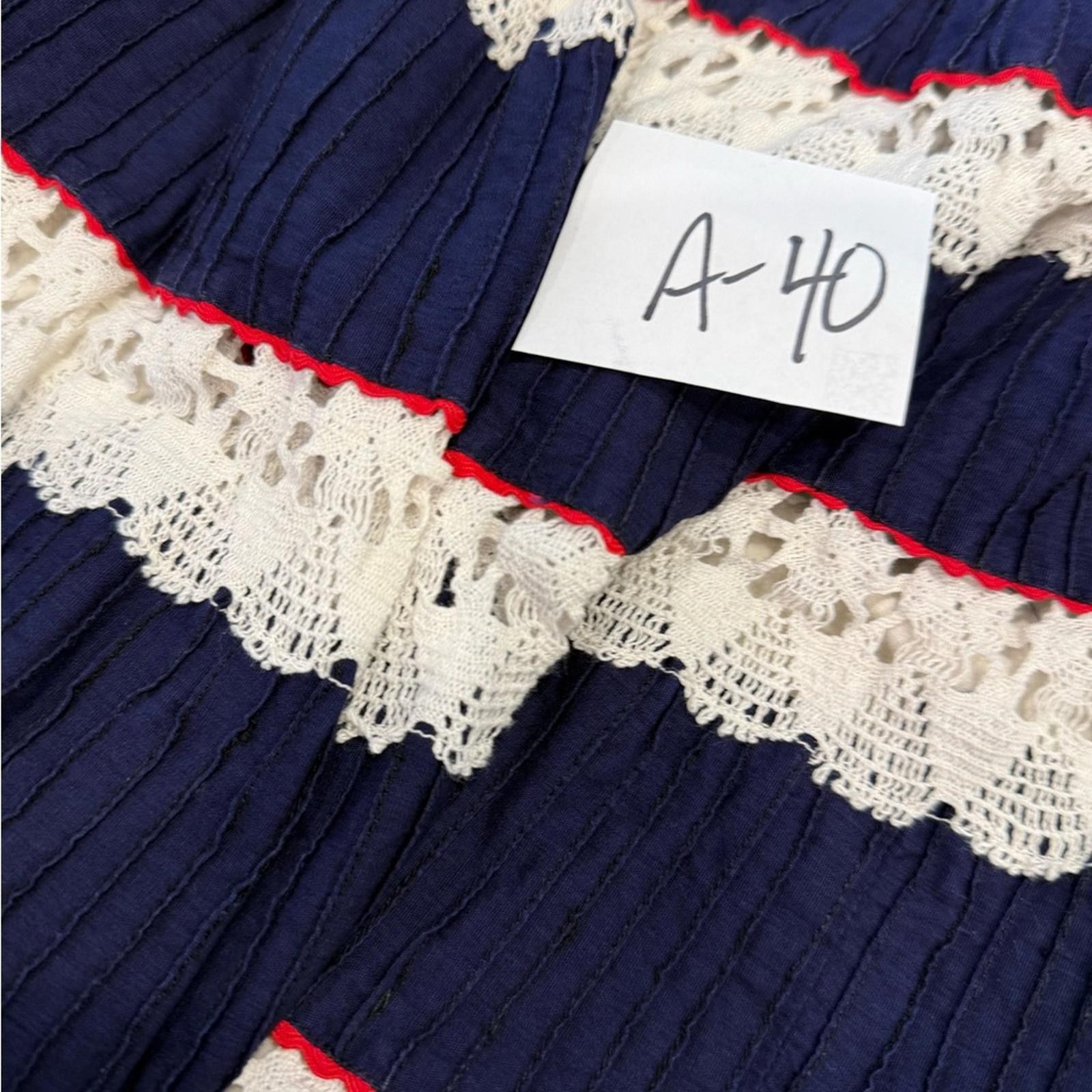 Other Handmade lace pleated ruffle midi skirt red white blue XS/SM Size 30" / US 8 / IT 44 - 6 Thumbnail