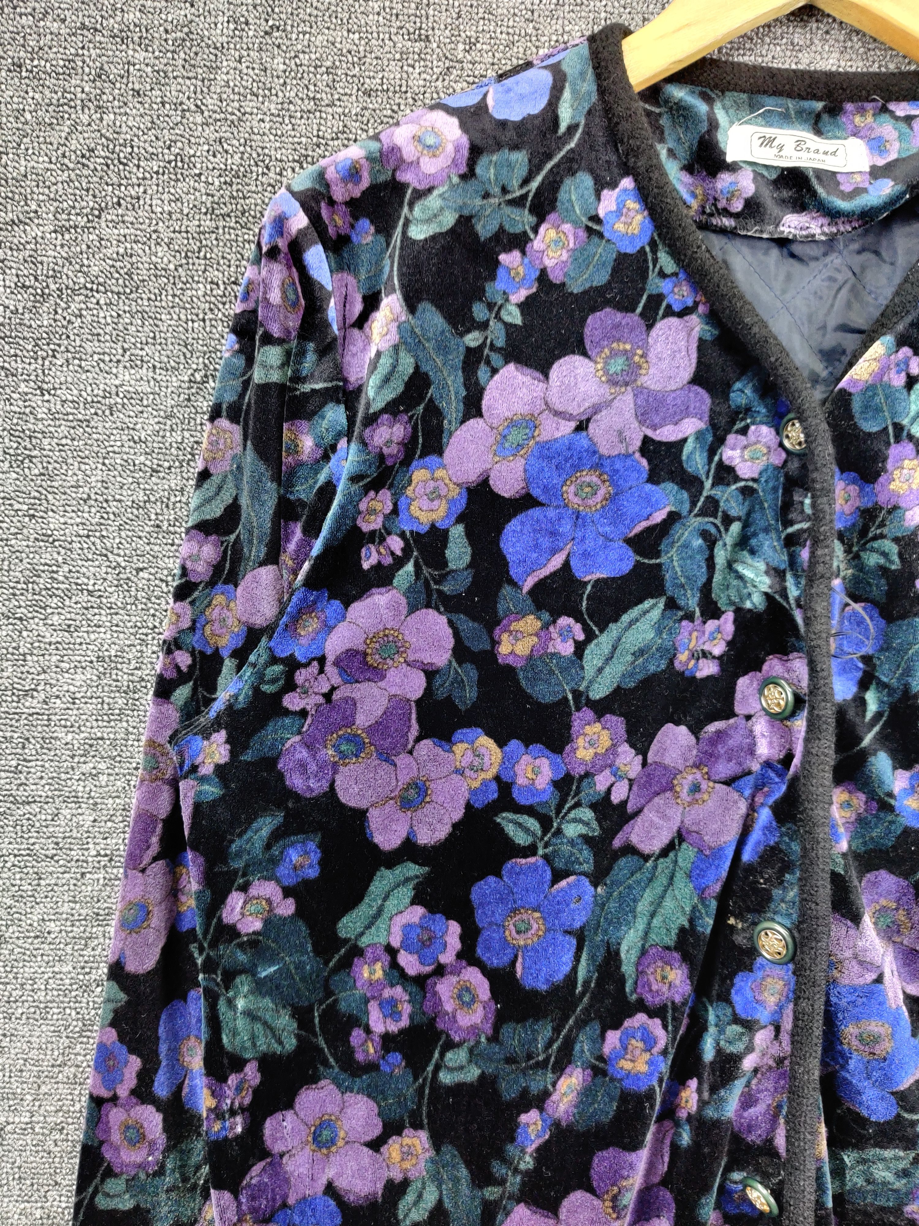 Japanese Brand Vintage Cardigan Velvet Floral By My Brand Size US L / EU 52-54 / 3 - 6 Thumbnail