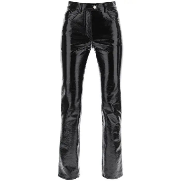 image of Courreges O1S22I1N0424 Vinyl Effect Cotton Pants In Black, Women's (Size 34)