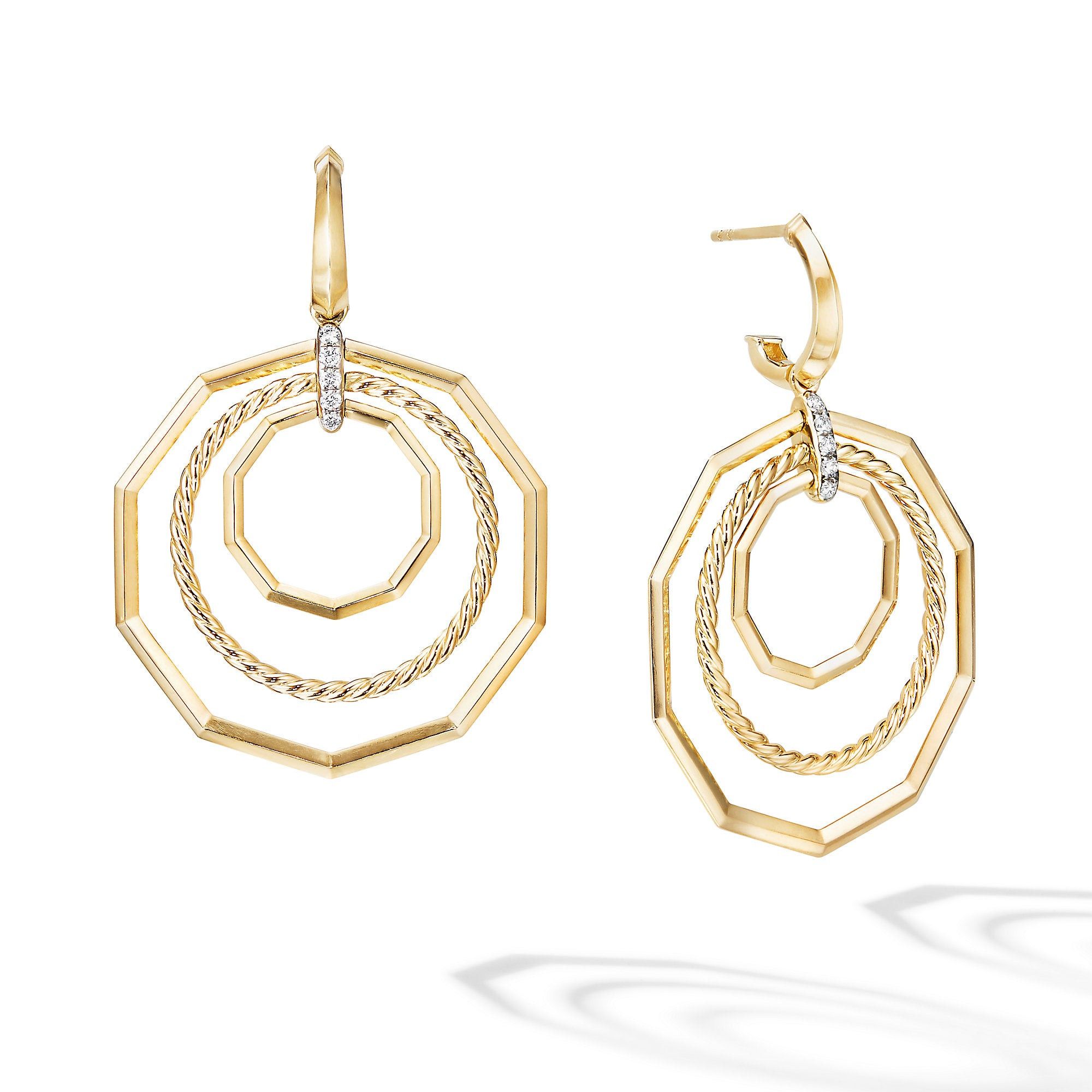 David Yurman o1w1db10325 Earrings in 18K Yellow Gold with Pave Diamonds Size ONE SIZE - 1 Preview