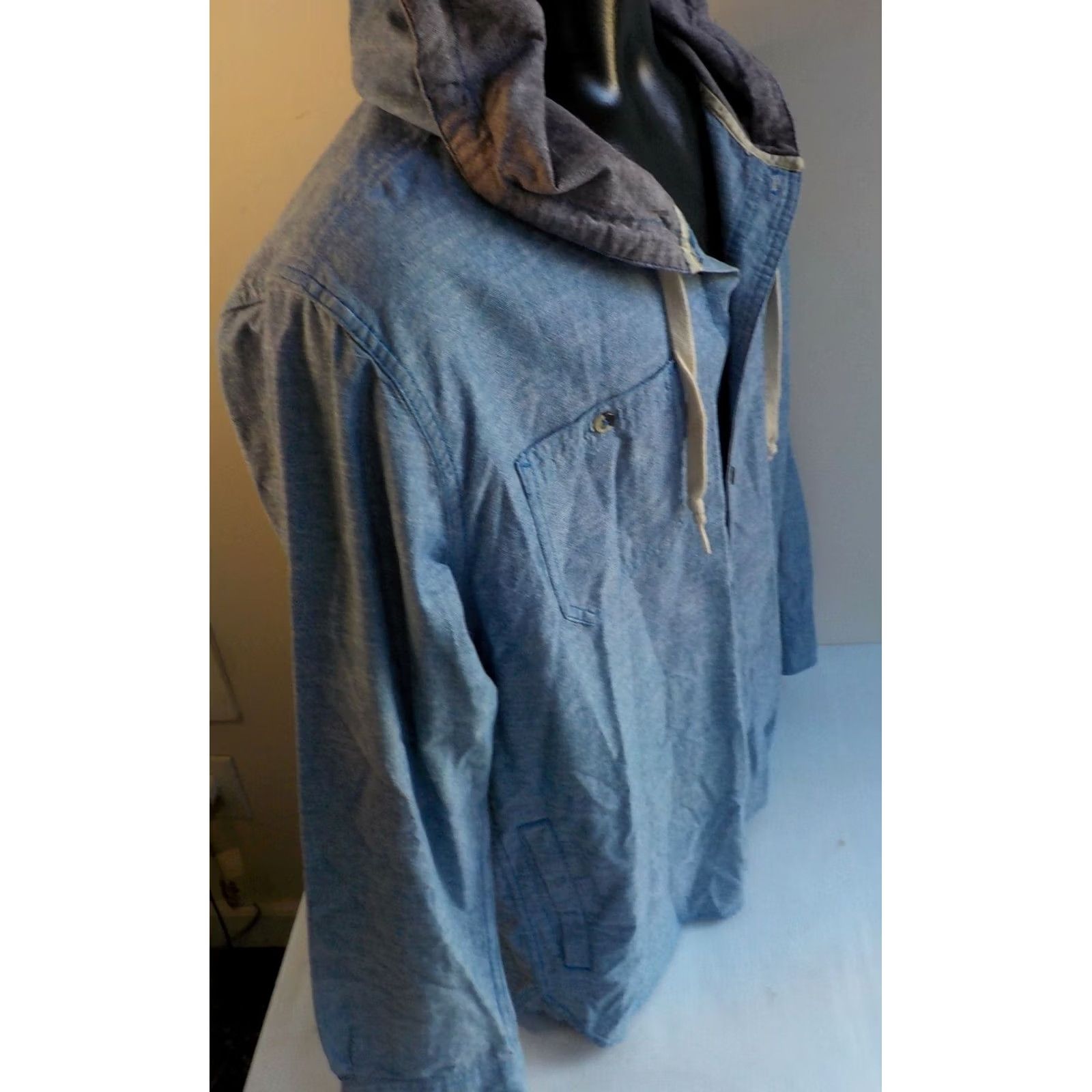 Vintage MODERN AMUSEMENT Hooded Button Front Denim Shirt Jacket XL Blue Men Casual Cotton 2 Chest Pockets 2 Side Pockets Long Sleeve Button-Up Size US XL / EU 56 / 4 - 3 Thumbnail