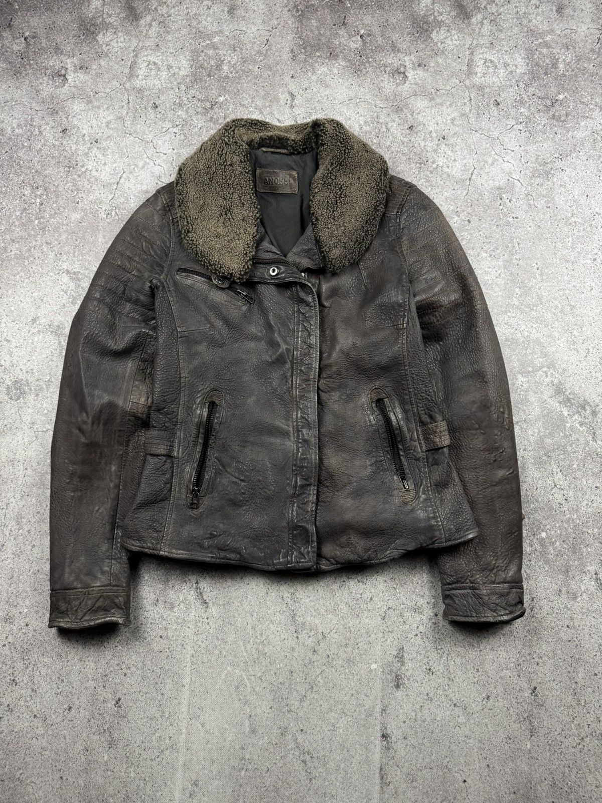 Japanese Brand Vintage Y2K Owens Style Shearling Asymetrical Leather Jacket Size S / US 4 / IT 40 - 1 Thumbnail
