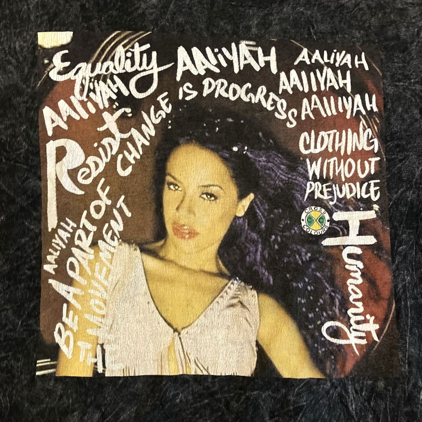 Vintage VINTAGE Cross Colours X Aaliyah Change Is Progress Acid Wash T Shirt L Black Men T-Shirt Size US L / EU 52-54 / 3 - 2 Thumbnail