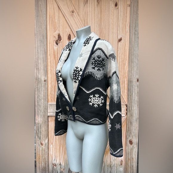 Other Vintage Flashback Woven Snowflake Western Bolero Jacket Size M / US 6-8 / IT 42-44 - 4 Thumbnail