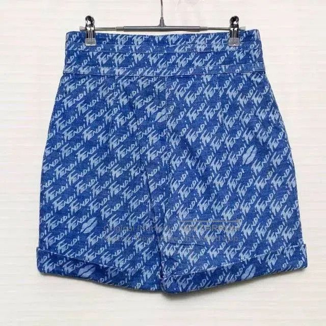 Fendi FENDI SS22 Logo Print High-Waist Shorts. Size 39" - 2 Thumbnail