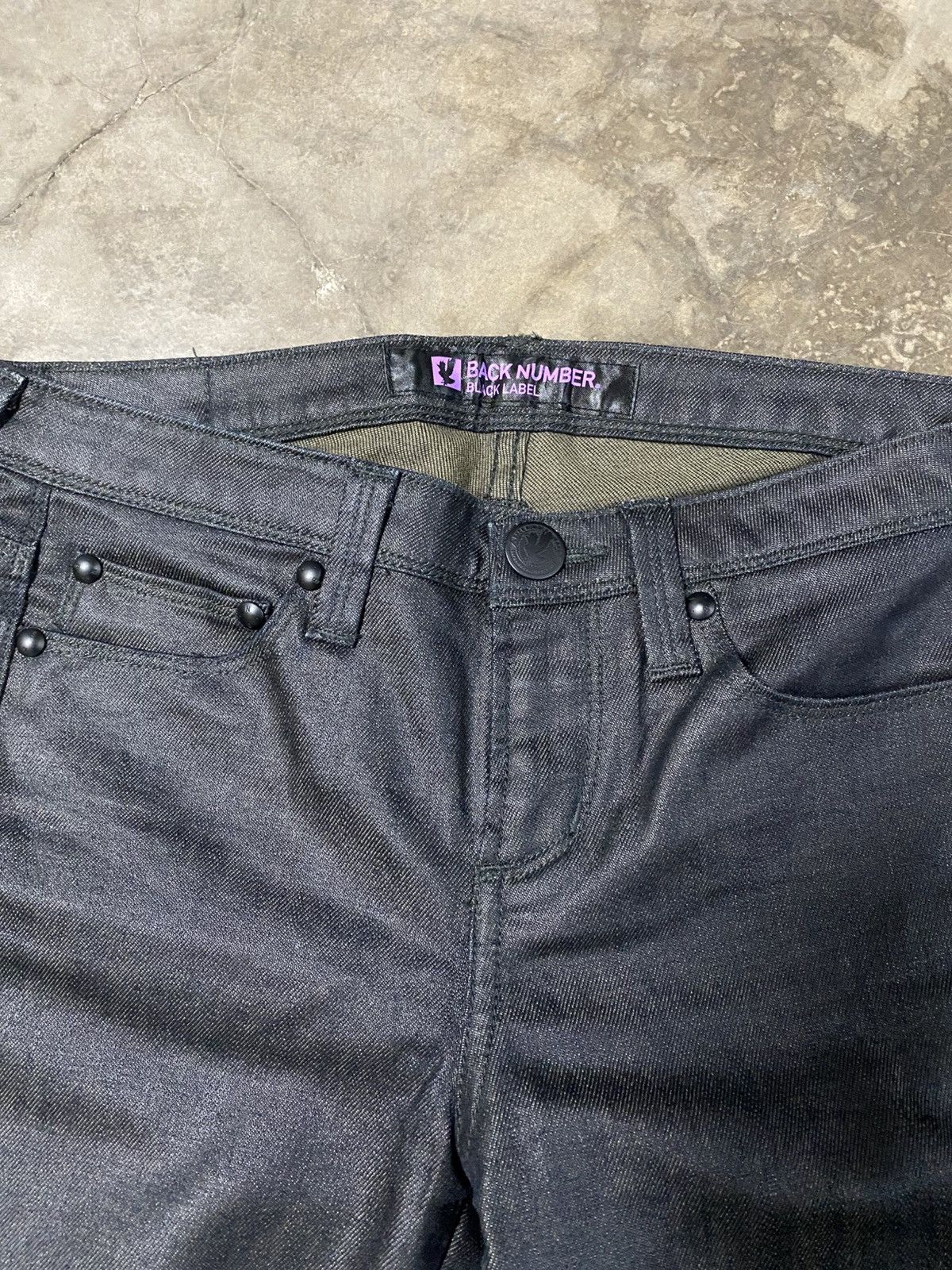 Black Label × Japanese Brand Skinny Jeans Japan Back Number Wax Denim p182 Size 27" / US 4 / IT 40 - 2 Thumbnail