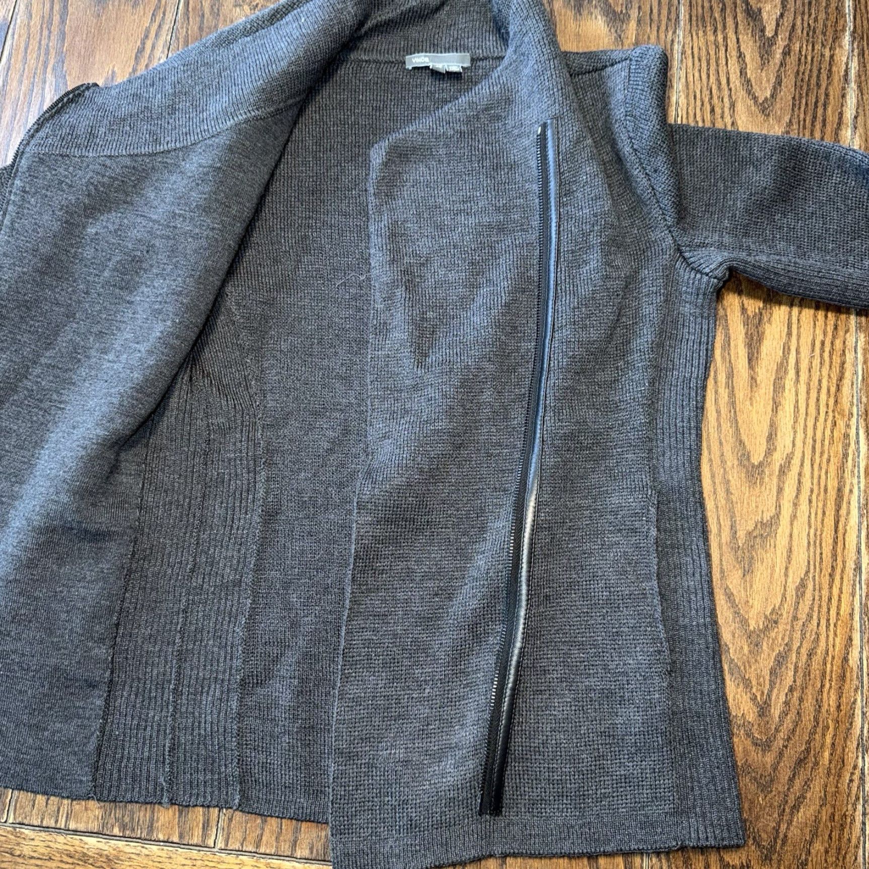 Vince Vince Moto Jacket Womens XS Gray Scuba Knit Merino Wool Full Zip Pocket Size XS / US 0-2 / IT 36-38 - 4 Thumbnail