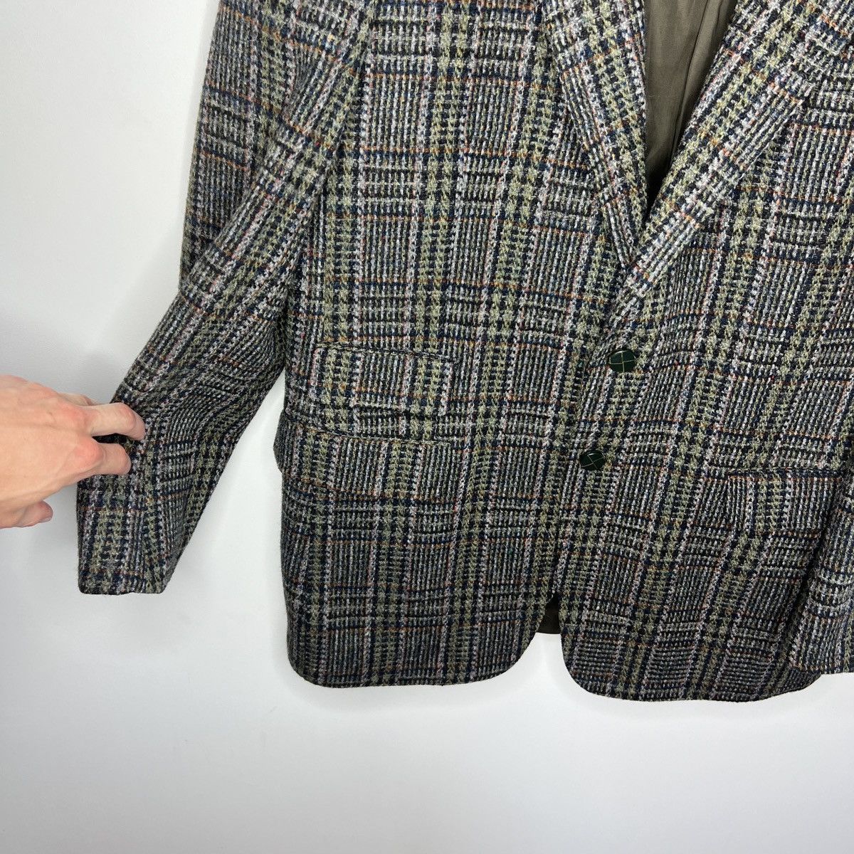 Harris Tweed Vtg Harris Tweed Grey Green Coat WOOL Jacket Blazer 40 R Size 40R - 5 Thumbnail