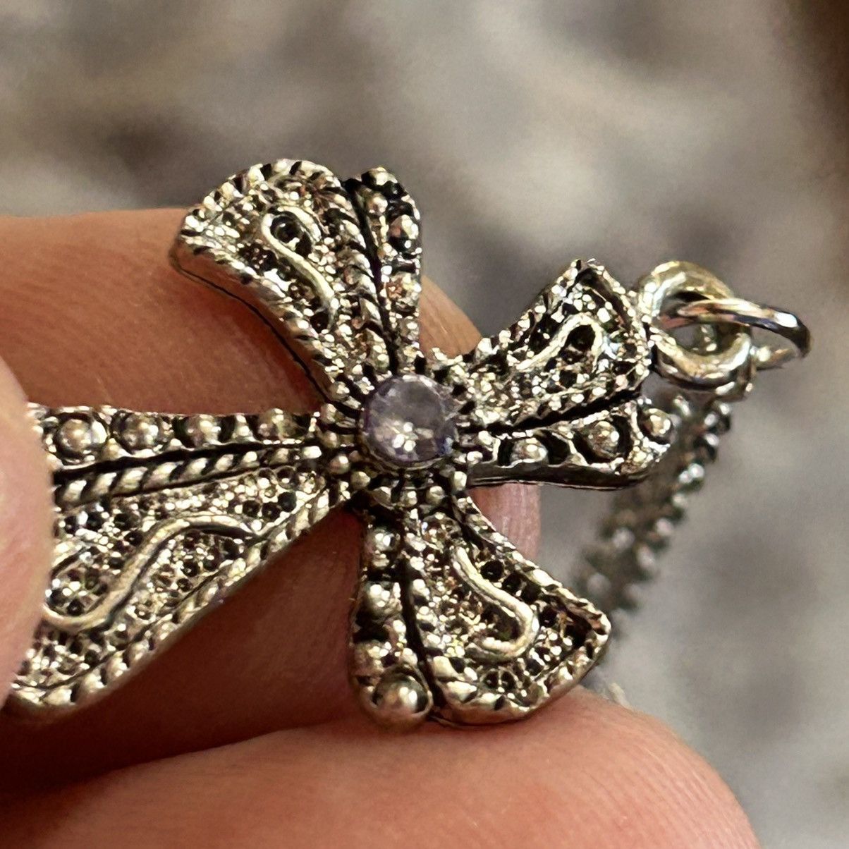 Handmade Handcrafted vintage heavy silver crystal cross necklace Size ONE SIZE - 7 Thumbnail