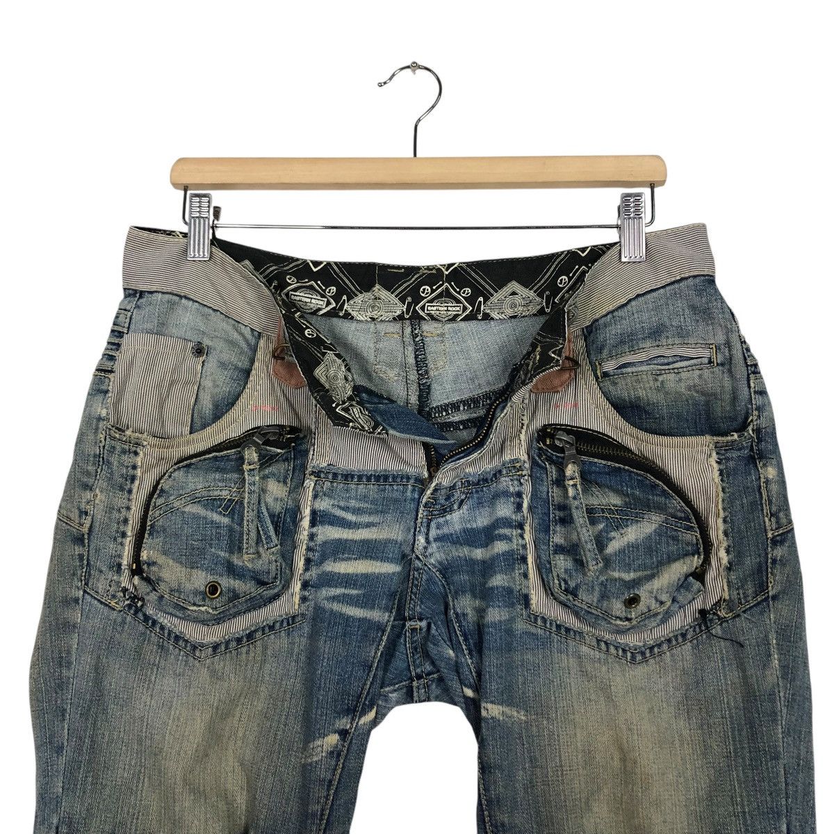PPFM 🔥VINTAGE SKINNY DENIM JEANS PPFM BONDAGE PUNK DESIGN Size US 32 / EU 48 - 17 Thumbnail