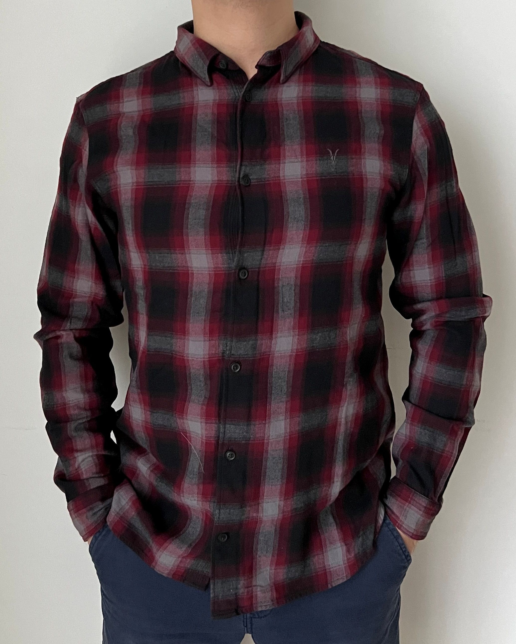 Allsaints × Flannel ALL SAINTS DIEFFEN LONG SLEEVE CHECK FLANNEL SHIRT MEN’S M/L Size US M / EU 48-50 / 2 - 1 Thumbnail