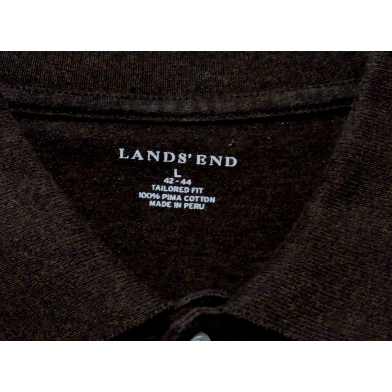 Lands' End Lands' End Mens L Polo Shirt Brown 100% Cotton Short Sleeve Knit Button Collar Size US L / EU 52-54 / 3 - 4 Thumbnail
