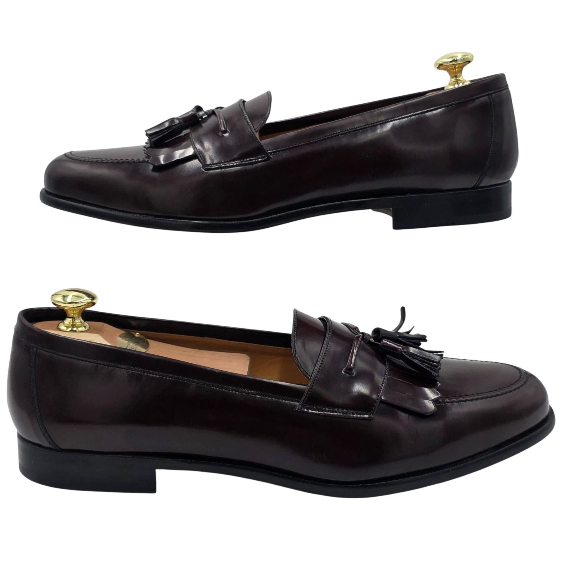 Mezlan Mezlan Spain Burgundy Gloss Leather Tassel Kiltie Loafers Size US 11.5 / EU 44-45 - 4 Thumbnail