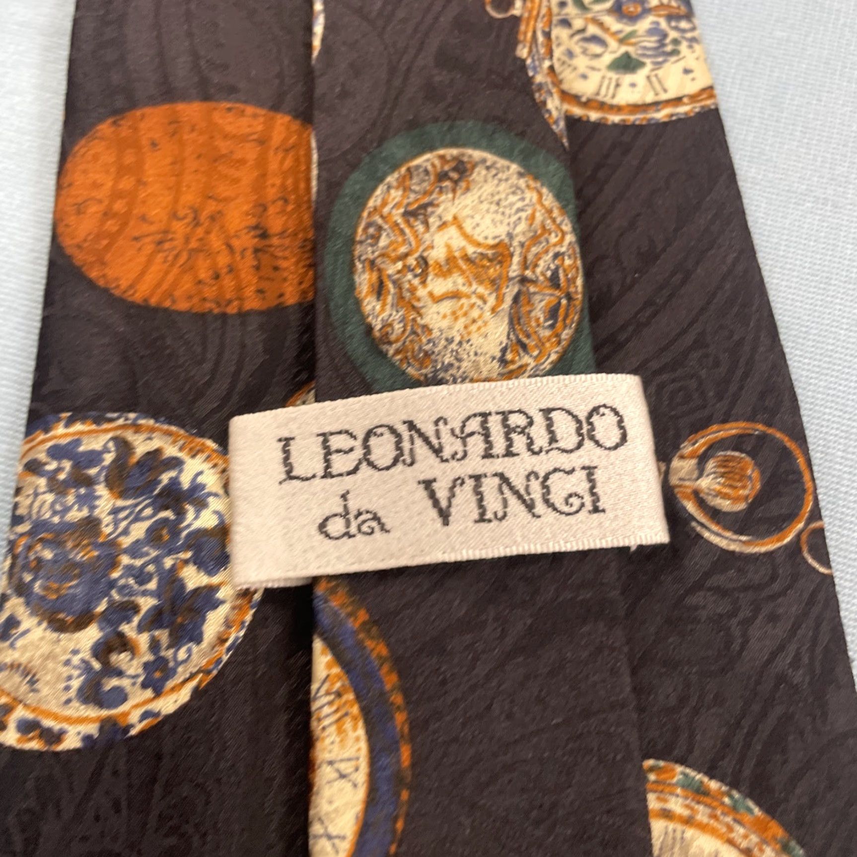 Vintage Leonardo da Vinci Silk Tie Watch Sailing Compass Necktie vtg 90s 4x58 Cap­sule Wide Necktie Size ONE SIZE - 5 Thumbnail