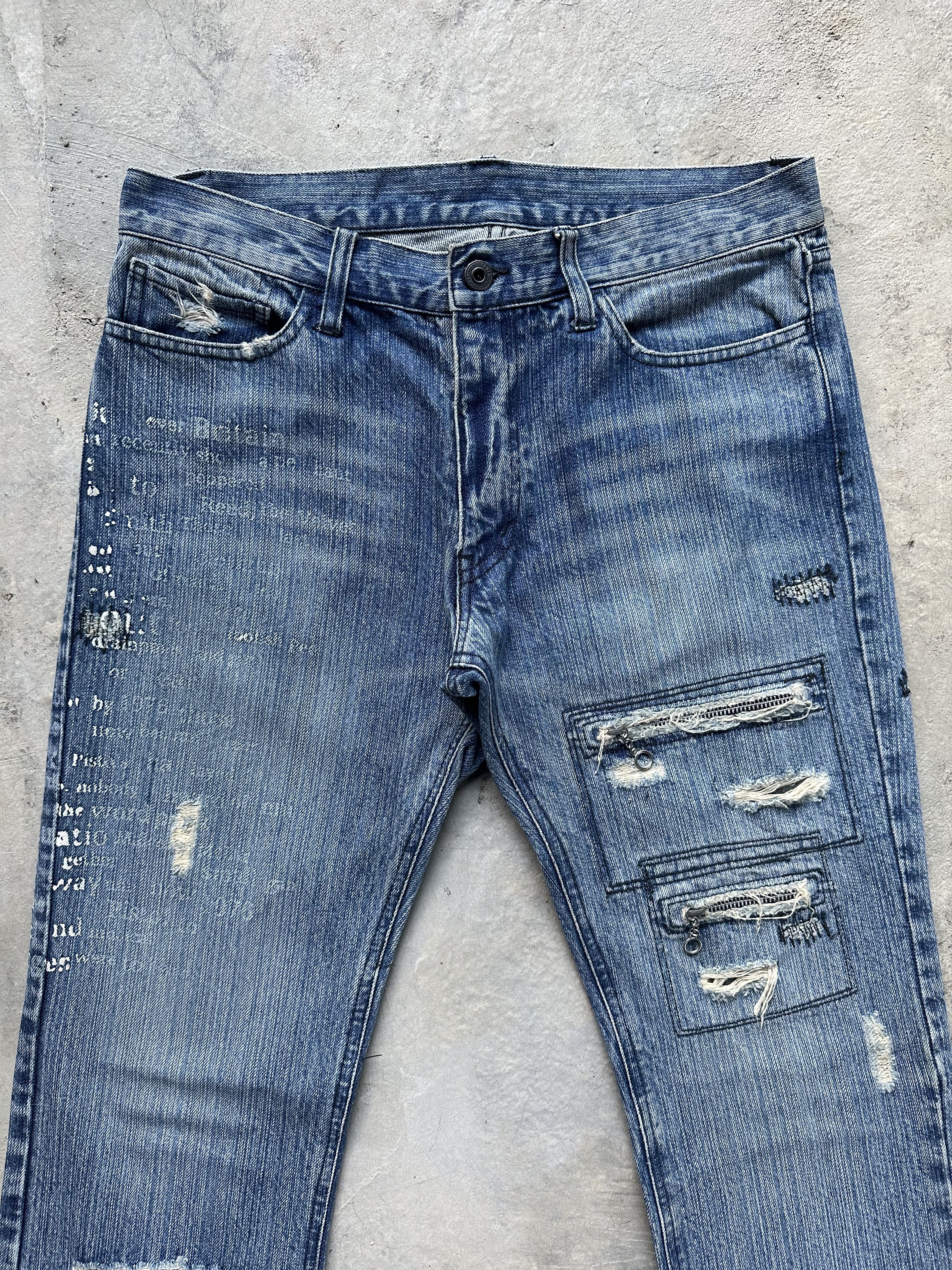 If Six Was Nine Differency by Rupert Edge Mud Paint Patchwork Denim Jeans Size US 30 / EU 46 - 5 Thumbnail